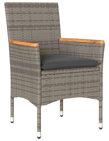 VidaXL - 7 Részes Kerti Étkezőgarnitúra - Polyrattan/Akácfa - Szürke