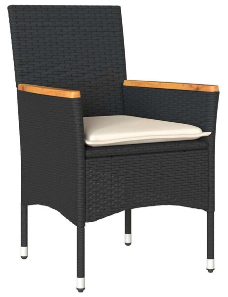 VidaXL - 5 Részes Kerti Étkezőgarnitúra - Polyrattan - Fekete