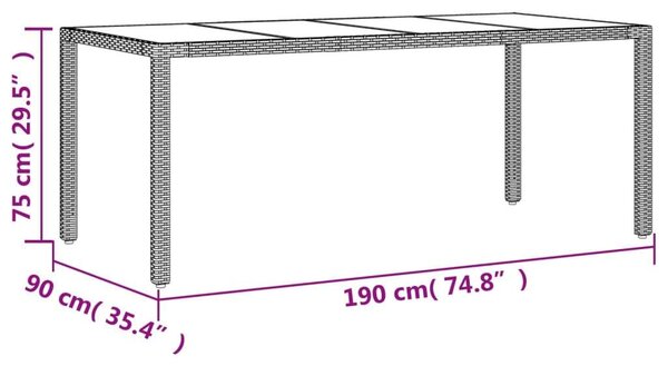 VidaXL - 7 Részes Kerti Étkezőgarnitúra - Polyrattan/Akácfa - Szürke