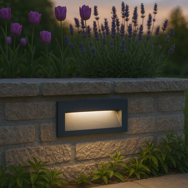 Modern Süllyesztett Fali Lámpa Fekete 16cm LED-del IP65 - Mert