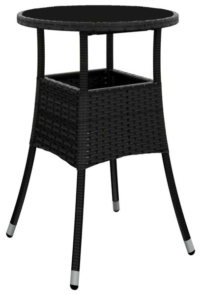VidaXL 5 részes Kerti Étkezőgarnitúra - Fekete Polyrattan - Üveg Asztallap