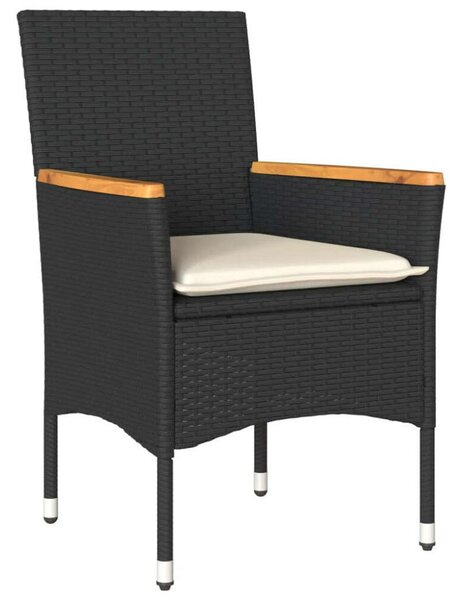 VidaXL - 3 részes Kerti Étkezőgarnitúra - Polyrattan - Fekete