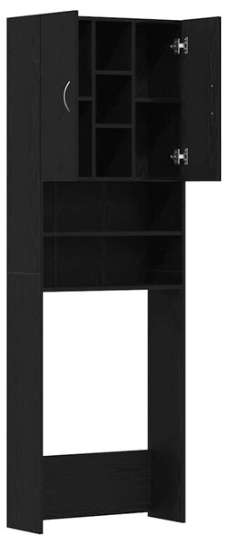VidaXL fekete tölgy színű mosógépszekrény 64 x 25,5 x 190 cm