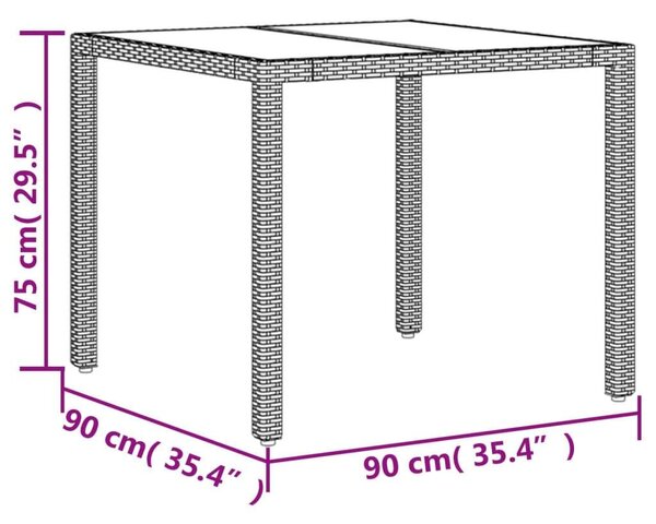 VidaXL - 3 részes Kerti Étkezőgarnitúra - Polyrattan - Fekete