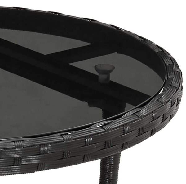 VidaXL 5 részes Kerti Étkezőgarnitúra - Fekete Polyrattan - Üveg Asztallap