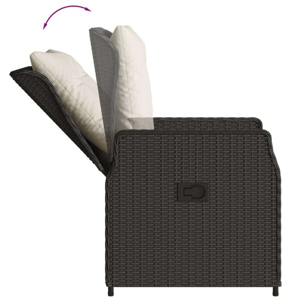 VidaXL 5 részes Kerti Étkezőgarnitúra - Fekete Polyrattan