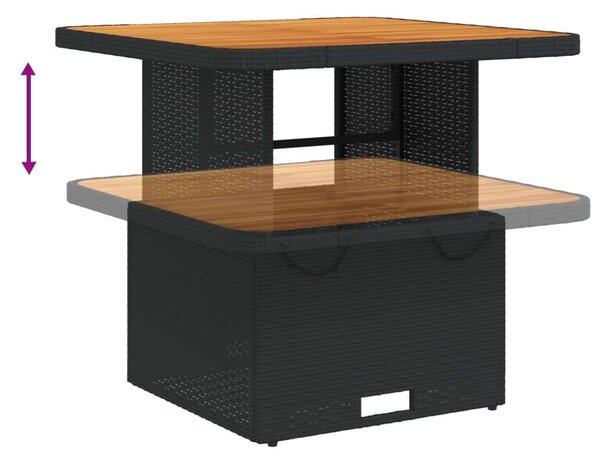 VidaXL 5 részes Kerti Étkezőgarnitúra - Fekete Polyrattan