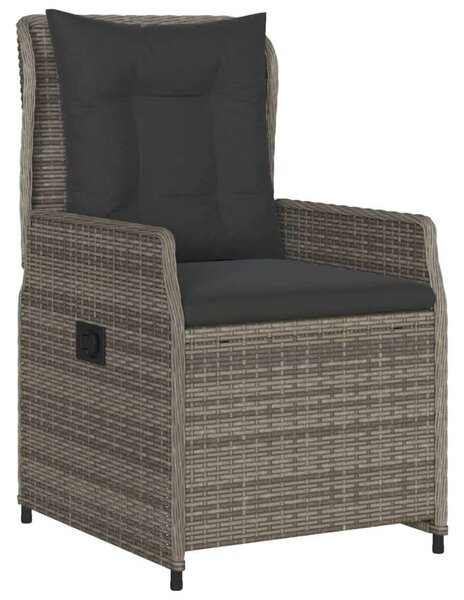 VidaXL 3 részes szürke polyrattan kerti étkezőgarnitúra párnával