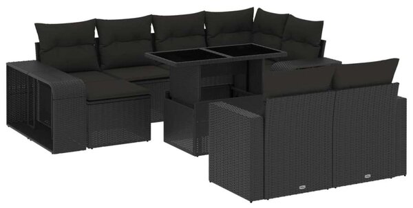 VidaXL Polyrattan Kerti Ülőgarnitúra - 11 részes - Fekete