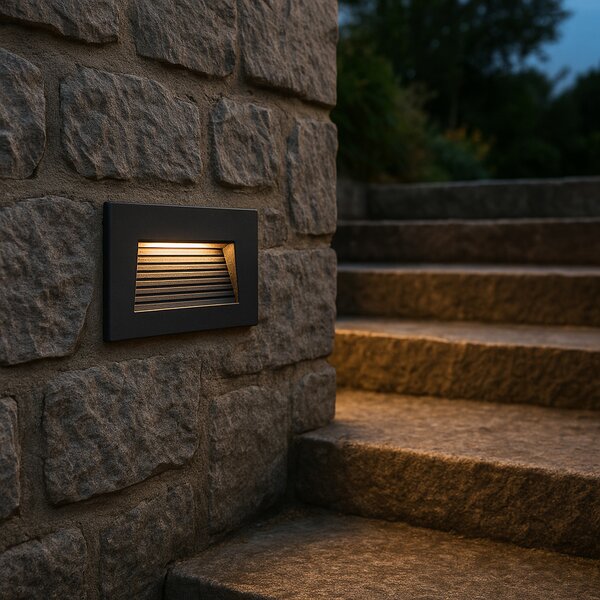 Modern, süllyesztett fekete fali lámpa 11,5 cm LED-del, IP65 - Trem