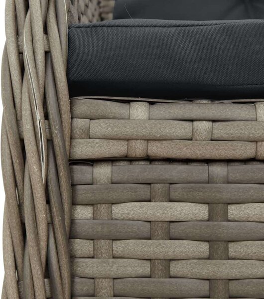 VidaXL 3 részes szürke polyrattan kerti étkezőgarnitúra párnával
