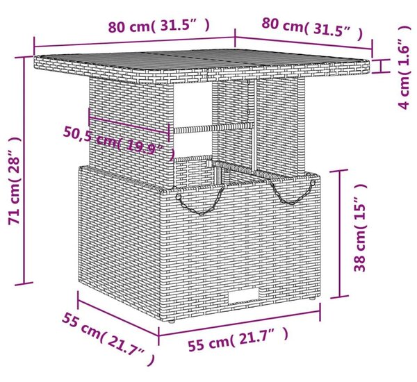 VidaXL 5 részes Kerti Étkezőgarnitúra - Fekete Polyrattan