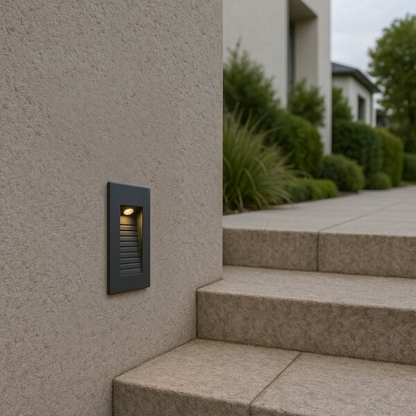 Modern Süllyesztett Fali Lámpa Fekete 7cm LED-del IP65 - Trem