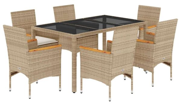 VidaXL Polyrattan Kerti Étkezőgarnitúra - 7 részes, Bézs