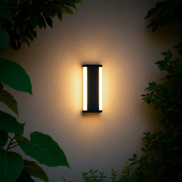 Modern fekete fali lámpa 30 cm LED CCT IP54-gyel - Vanya