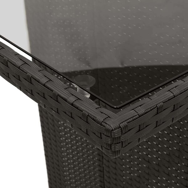 VidaXL Kerti Étkezőgarnitúra - 9 részes - Fekete Polyrattan