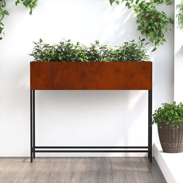 VidaXL Emelt Kerti Ültetőláda - 100x26x82 cm, Időjárásálló Acél