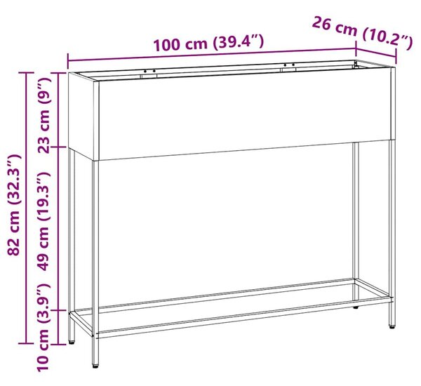 VidaXL Emelt Kerti Ültetőláda - 100x26x82 cm, Időjárásálló Acél