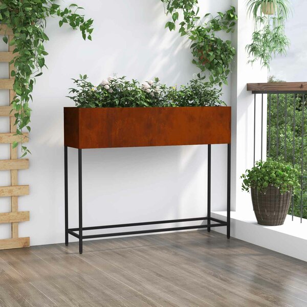 VidaXL Emelt Kerti Ültetőláda - 100x26x82 cm, Időjárásálló Acél