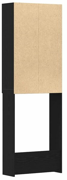 VidaXL fekete tölgy színű mosógépszekrény 64 x 25,5 x 190 cm
