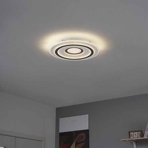Design mennyezeti lámpa fehér, sötétszürke kerek LED-del, dimmelhető - Taylor