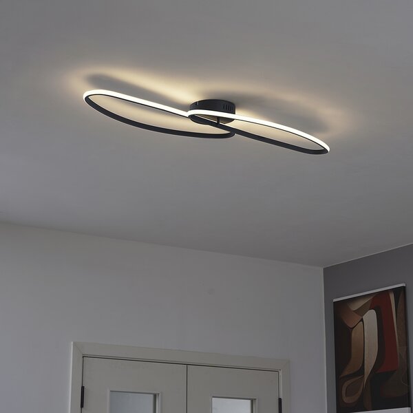 Design mennyezeti lámpa fekete 100 cm LED-del, 3 fokozatban dimmelhető, 2-lámpás - Pepe
