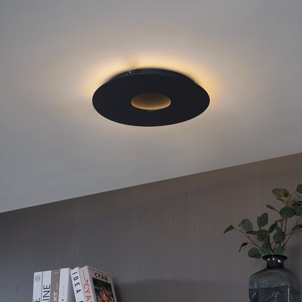 Modern mennyezeti lámpa fekete 40 cm LED-del, 3 lépésben dimmelhető - Morning