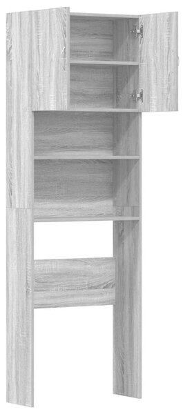 VidaXL szürke sonoma szerelt fa mosógépszekrény 64 x 24 x 190 cm