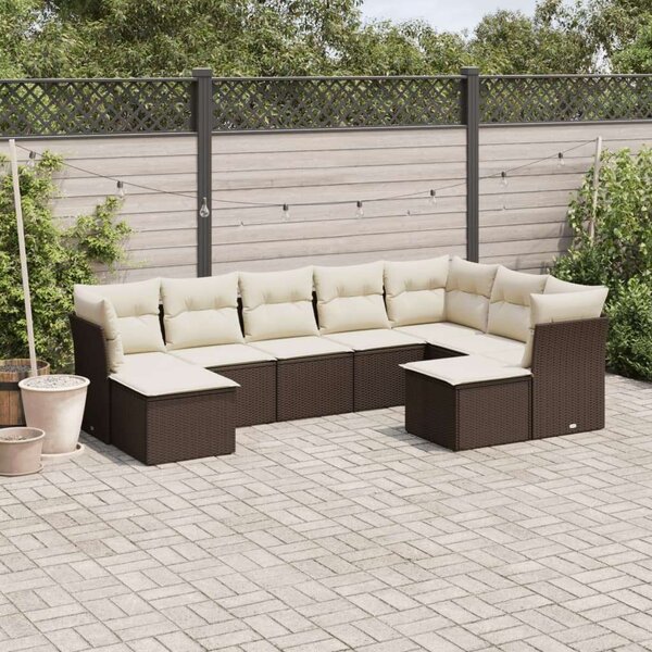 VidaXL Polyrattan Kerti Ülőgarnitúra - Barna - 9 részes