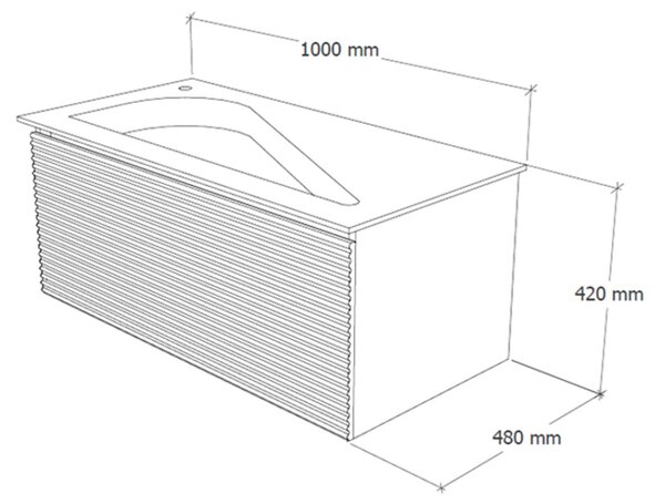 TMP TROYA100 fali fürdőszobabútor - Akrivit öntött műmárvány mosdóval - 100 x 48,5 cm