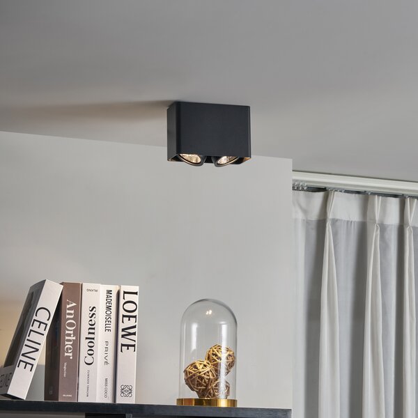 Design felületre szerelt spotlámpa fekete GU10 70mm 2-lámpás forgatható és dönthető - Vox