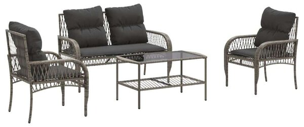 VidaXL Polyrattan Kerti Ülőgarnitúra - 4 Részes - Szürke
