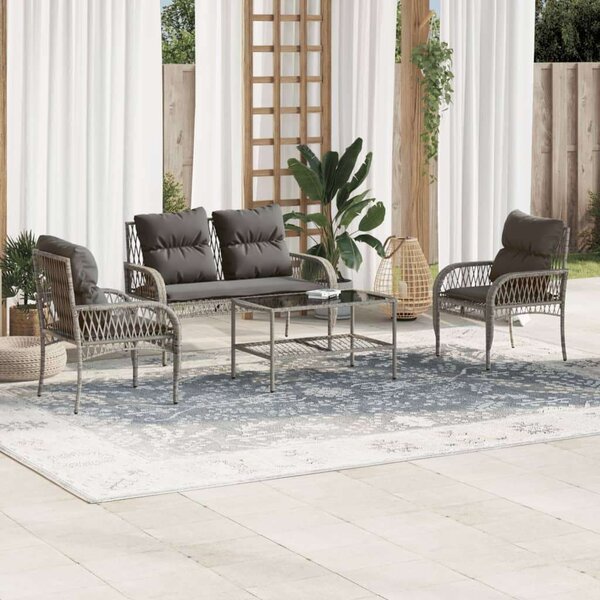 VidaXL Polyrattan Kerti Ülőgarnitúra - 4 Részes - Szürke