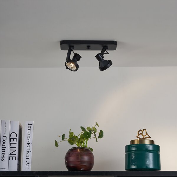 Design mennyezeti spotlámpa fekete GU10 70mm 2-lámpás állítható - Vo
