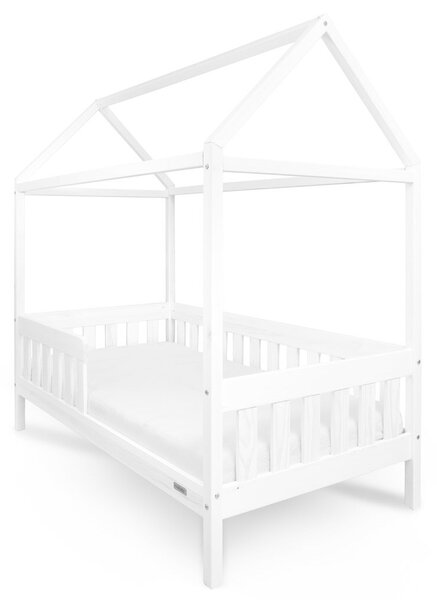 Detská posteľ domček so zábradlím a roštom New Baby CASTELLO 160x80 cm biela