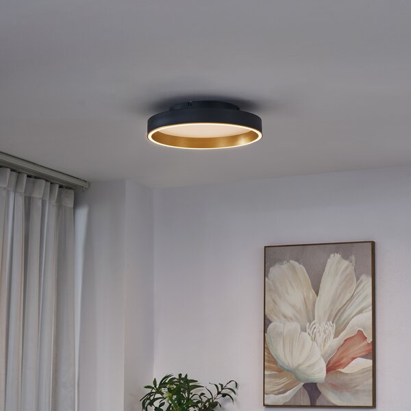 Design mennyezeti lámpa fekete arannyal 40 cm LED-del 3-fokozatú kapcsolóval - Ingo