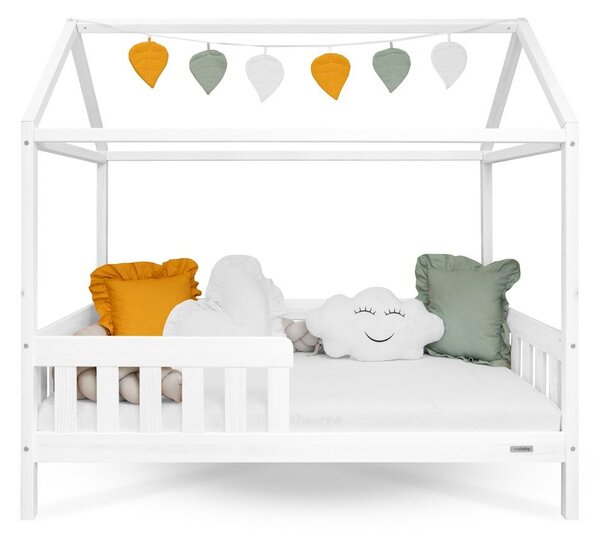 Detská posteľ domček so zábradlím a roštom New Baby CASTELLO 160x80 cm biela