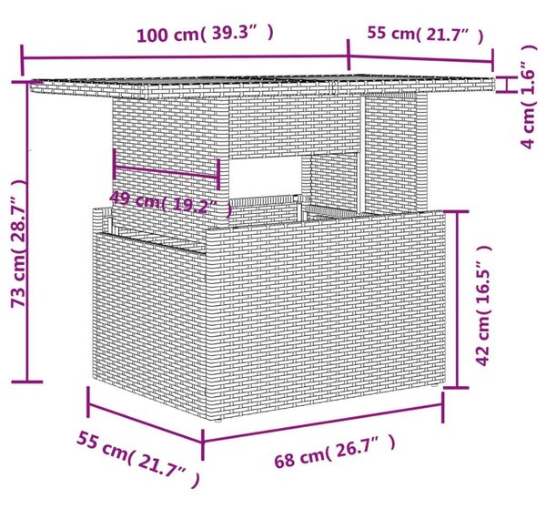 Polyrattan Kerti Ülőgarnitúra - 11 részes - Fekete