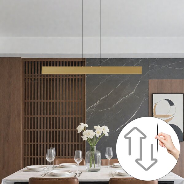 Modern függőlámpa sárgaréz LED-del, 3 lépésben dimmelhető Easylift - Straight