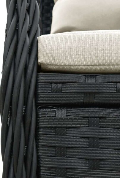 VidaXL 7 részes fekete polyrattan kerti étkezőgarnitúra párnával