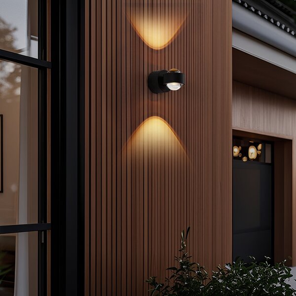 Design fali lámpa fekete, LED-del, IP44 - Lens