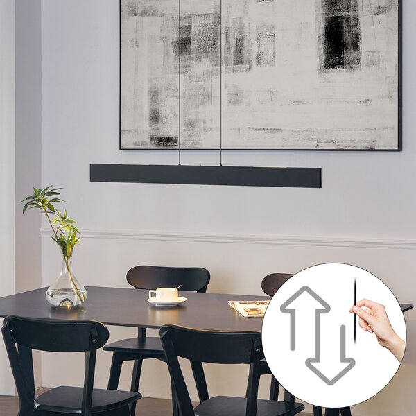 Modern fekete függőlámpa LED-del, 3 fokozatban dimmelhető Easylift - Straight