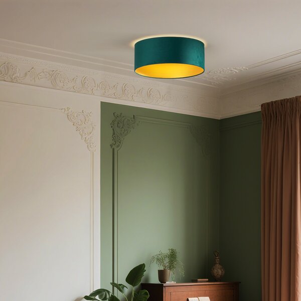 Modern mennyezeti lámpa zöld bársony 40 cm LED-del, 3 lépésben dimmelhető - Sue