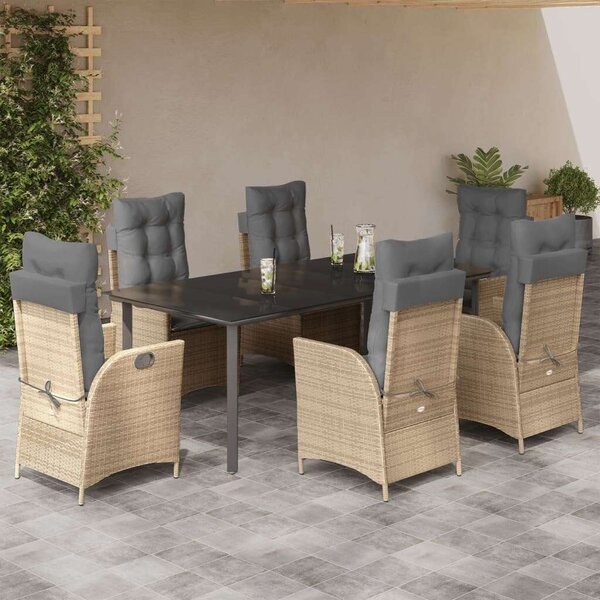 VidaXL Kerti Étkezőgarnitúra - Polyrattan - 7 részes - Bézs