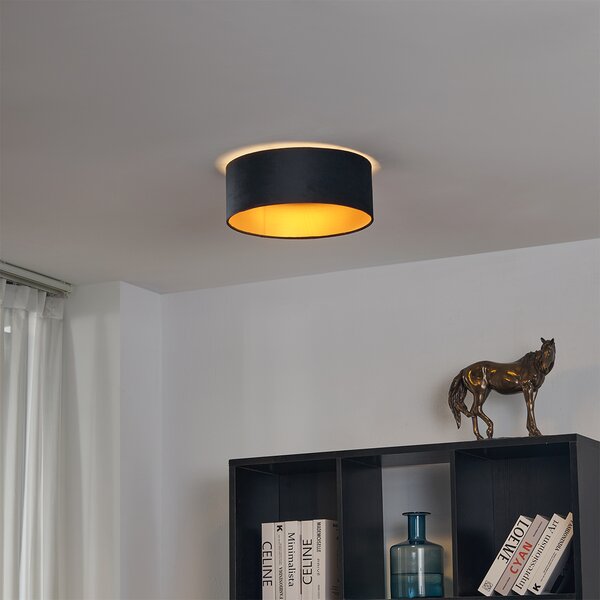 Modern mennyezeti lámpa fekete bársony 40 cm LED-del, 3 lépésben dimmelhető - Sue