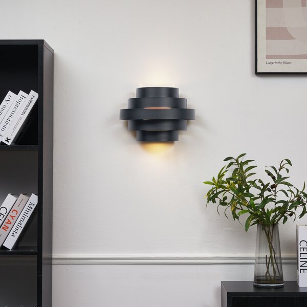 Modern fekete fali lámpa LED-del, 3 fokozatban dimmelhető - Lines