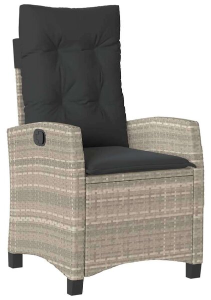 VidaXL 3részes világosszürke polyrattan kerti étkezőgarnitúra párnával