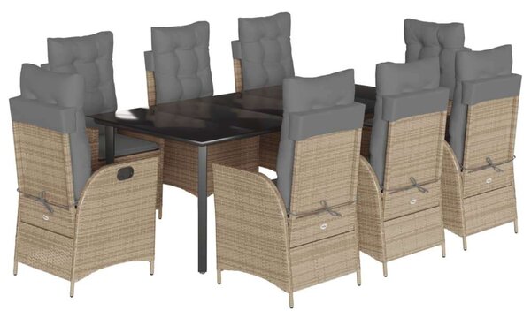 VidaXL Polyrattan Kerti Étkezőgarnitúra - 9 részes - Bézs