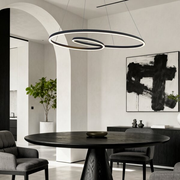 Skandináv függőlámpa fekete 110 cm LED-del, 3 fokozatban dimmelhető - Circuit