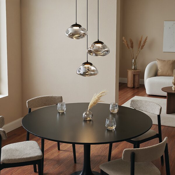 Design függőlámpa fekete füstüveggel, 3-lámpás - Gus